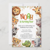 Invitation Joyeux Anniversaire Animaux de la Jungle (Devant)