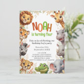 Invitation Joyeux Anniversaire Animaux de la Jungle (Debout devant)