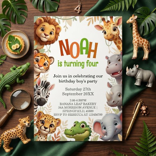 Invitation Joyeux Anniversaire Animaux de la Jungle