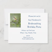 Invitation Joyeux anniversaire aquarelle Whitethroat thème oi (Dos)