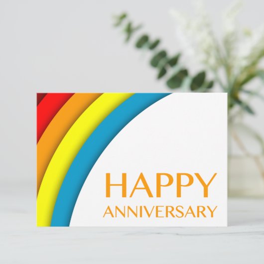 Invitation joyeux anniversaire (arc-en-ciel rétro) (Debout devant)