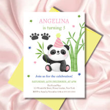 Joyeux anniversaire au bambou de Panda ours mignon