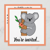 Invitation Joyeux anniversaire au koala mignon (Devant / Derrière)