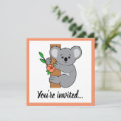 Invitation Joyeux anniversaire au koala mignon (Debout devant)