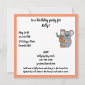 Invitation Joyeux anniversaire au koala mignon (Dos)