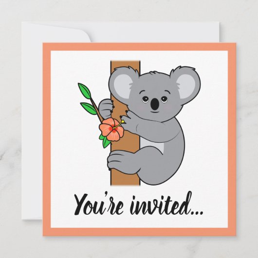 Invitation Joyeux anniversaire au koala mignon (Devant)
