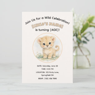 Invitation Joyeux Anniversaire au Petit Garçon, Safari au Lio