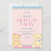 Invitation Joyeux anniversaire aux ours mignons (Devant)