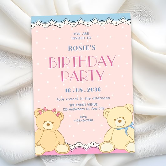 Invitation Joyeux anniversaire aux ours mignons