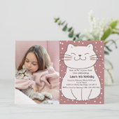 Invitation Joyeux Anniversaire avec un Chat Mignon et Moderne (Debout devant)