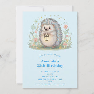Invitation Joyeux Anniversaire avec un Hérisson Mignon et une
