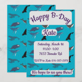 Invitation Joyeux anniversaire baleine (Devant / Derrière)
