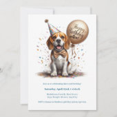 Invitation Joyeux Anniversaire Beagle Chien Balloon Personnal (Devant)