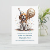 Invitation Joyeux Anniversaire Beagle Chien Balloon Personnal (Debout devant)