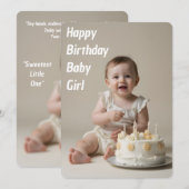 Invitation Joyeux Anniversaire Bébé Fille - Téléchargeable (Devant / Derrière)