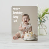 Invitation Joyeux Anniversaire Bébé Fille - Téléchargeable (Debout devant)
