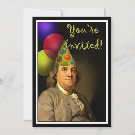 Invitation Joyeux anniversaire Benjamin Franklin (Devant)