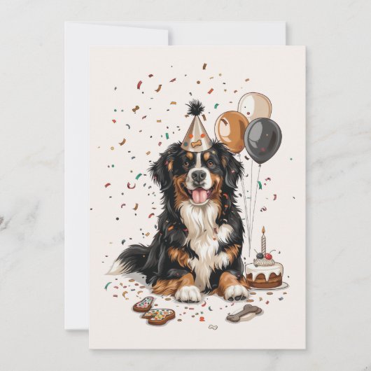 Invitation Joyeux anniversaire Bernese Mountain Dog (Devant)