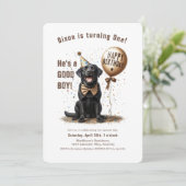 Invitation Joyeux anniversaire Black Labrador Balloon personn (Debout devant)