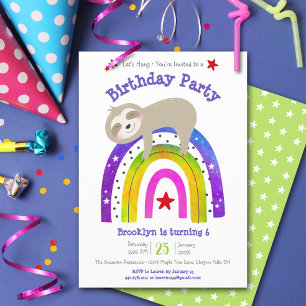 Invitation Joyeux Anniversaire Bohème Arc-en-ciel Simple Mode