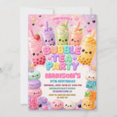 Invitation Joyeux Anniversaire Bubble Tea Arc-en-Ciel Mignon (Devant)