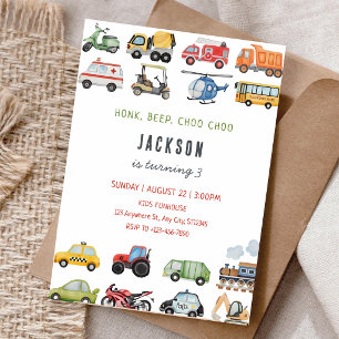 Invitation Joyeux Anniversaire Camion Voitures Tchou Tchou Kl