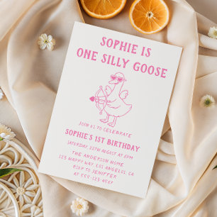 Invitation Joyeux Anniversaire Canard Rose Mignon 1 an