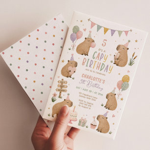 Invitation Joyeux Anniversaire Capybara Mignon : Fille aux Do