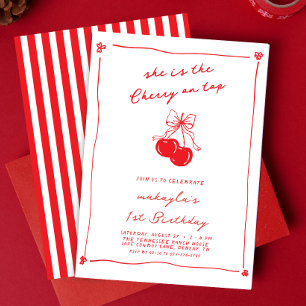 Invitation Joyeux Anniversaire Cerise Mignonne Dessinée à la