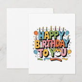 Invitation Joyeux Anniversaire Chat Mignon (Devant / Derrière)