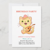Invitation Joyeux Anniversaire Chat Mignon & Ballons Multicol (Devant)