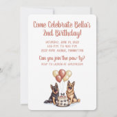 Invitation Joyeux Anniversaire Chiens berger allemands Gâteau (Dos)