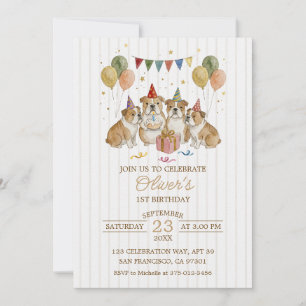 Invitation Joyeux Anniversaire Chiens de Traîneau Brun Aquare