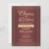 Invitation Joyeux Anniversaire Classique Bordure Bordeaux & O (Devant)