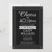 Invitation Joyeux Anniversaire Classique Bordure Noir et Blan (Devant)