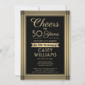 Invitation Joyeux Anniversaire Classique Bordure Noir et Or (Devant)