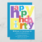 Invitation Joyeux anniversaire coloré (Devant / Derrière)
