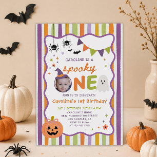 Invitation Joyeux Anniversaire Coloré et Effrayant Halloween
