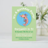 Invitation Joyeux anniversaire crevette de dessin animé migno (Debout devant)