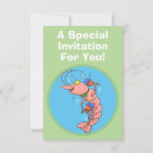 Invitation Joyeux anniversaire crevette de dessin animé migno (Dos)