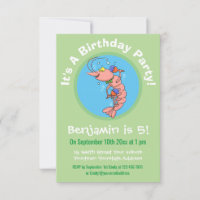 Joyeux anniversaire crevette de dessin animé migno