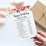 Invitation Joyeux Anniversaire dans le monde Birthday Game Ca<br><div class="desc">Achetez ce jeu éditable et profitez de la carte Happy Birthday de haute qualité autour du monde pour votre événement! C'est un modèle de jeu,  Vous pouvez changer les questions comme vous le souhaitez! Design de fleurs.</div>