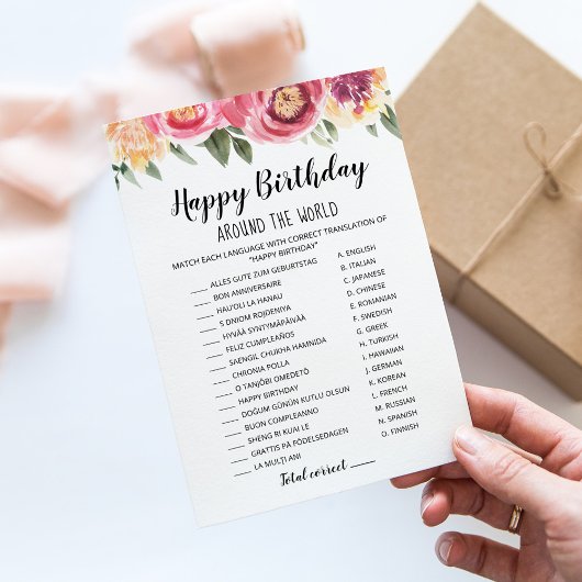 Invitation Joyeux Anniversaire dans le monde Birthday Game Ca