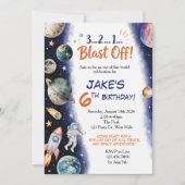 Invitation Joyeux Anniversaire dans l'Espace | Fusée spatiale (Devant)