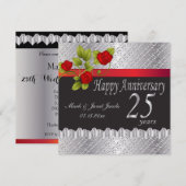 Invitation Joyeux Anniversaire d'Argent | 25 Ans (Devant / Derrière)
