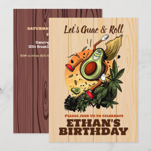 Invitation Joyeux anniversaire d'Avocado - Avocat souriant mi
