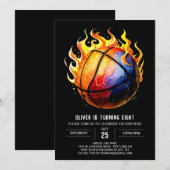 Invitation Joyeux anniversaire de basket-ball Pastel imprimab (Devant / Derrière)