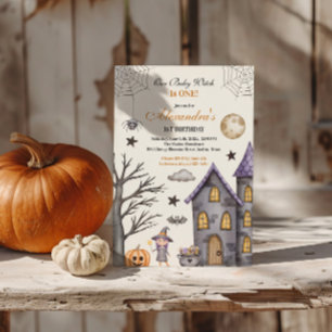 Invitation Joyeux Anniversaire de Bébé Sorcière Sucré et Effr