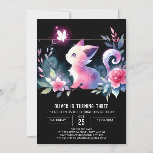 Invitation Joyeux anniversaire de chats modernes (Devant)