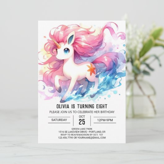 Invitation Joyeux anniversaire de Cheval Editable (Debout devant)